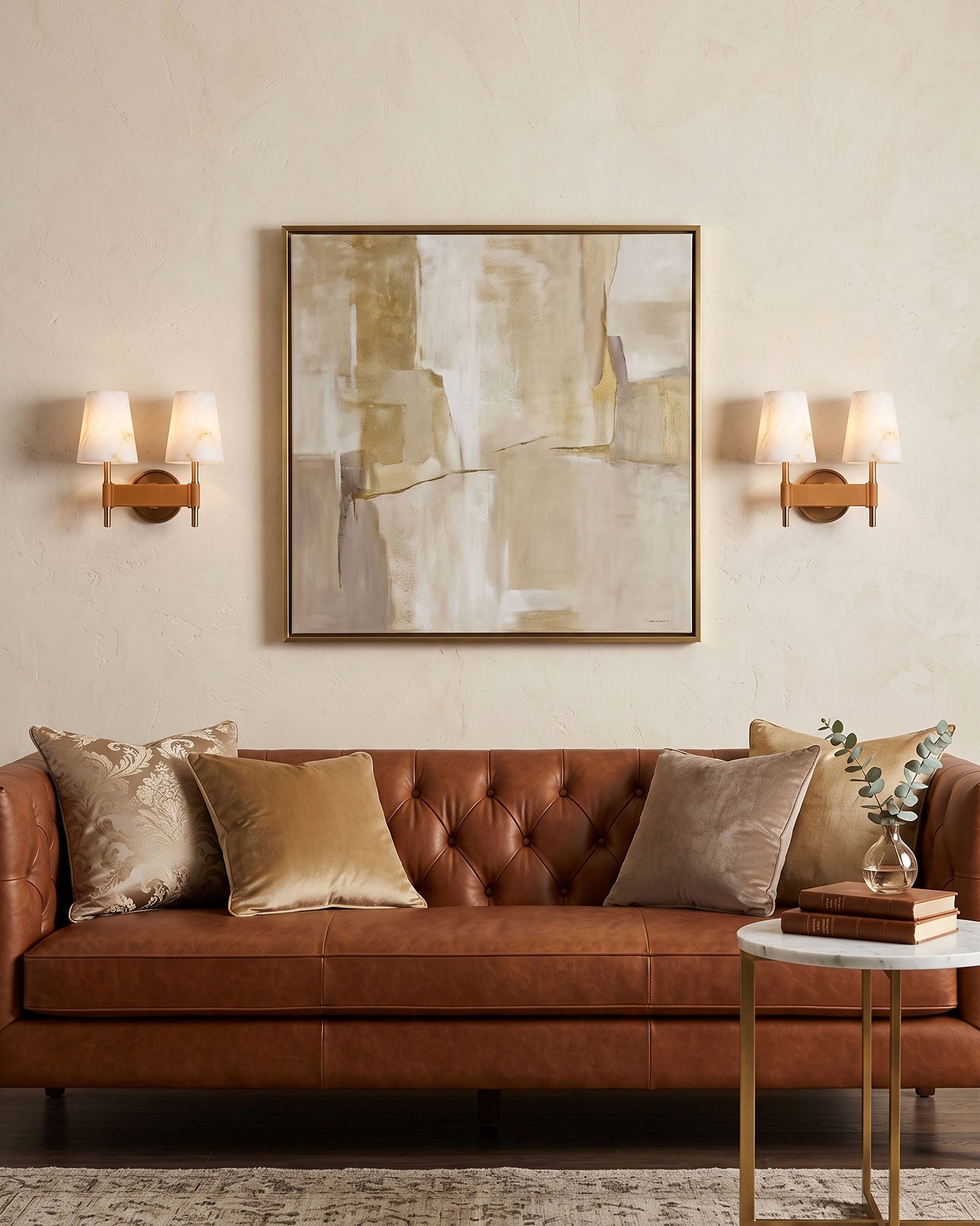 Kerrick Alabaster Leather Wall Sconce