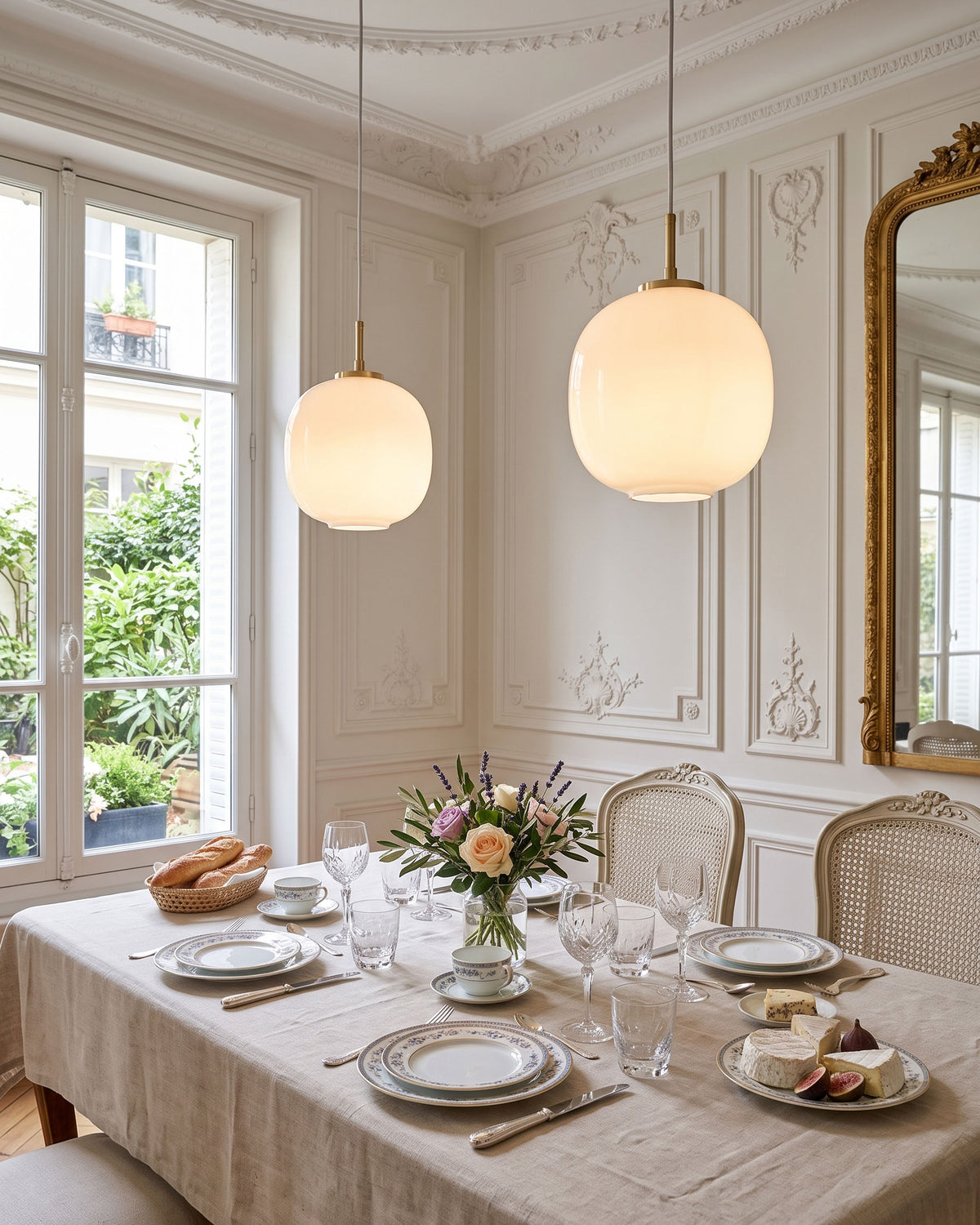 Kester Opal Pendant Light hanging over a counter