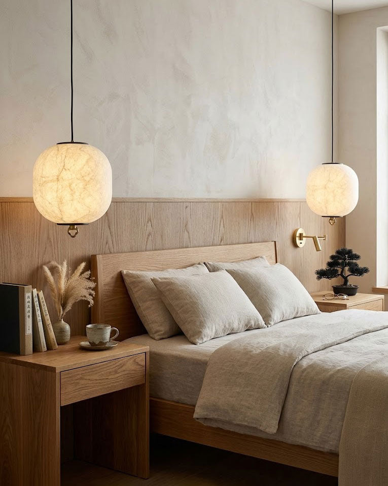 Kian Mulberry Silk Pendant Light finish options