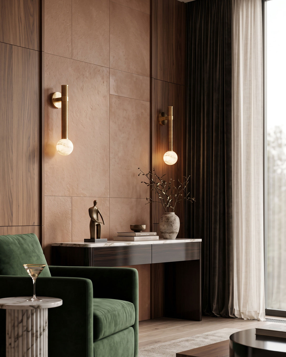 Kidd Globe Alabaster Wall Sconce