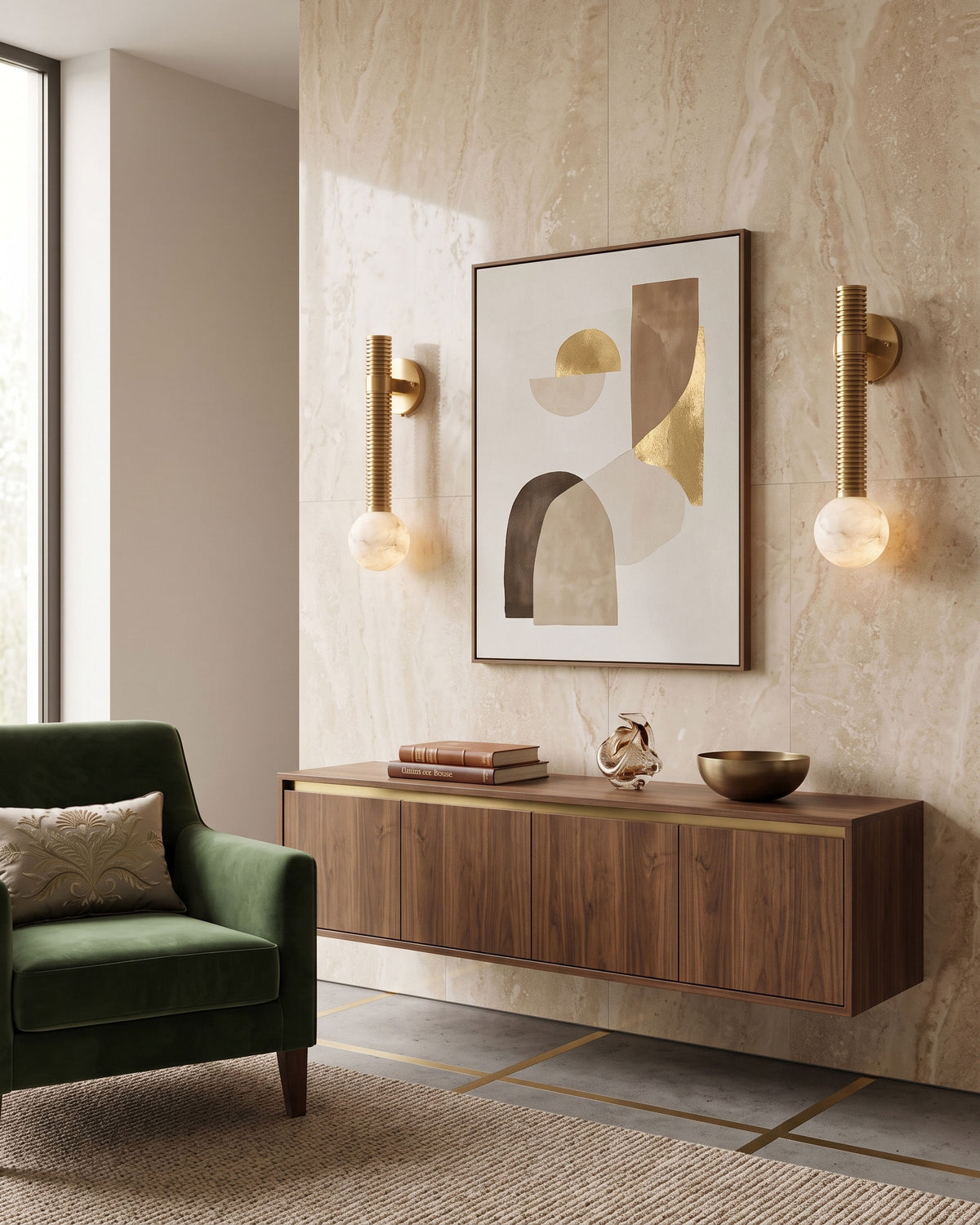 Kidd Globe Alabaster Wall Sconce