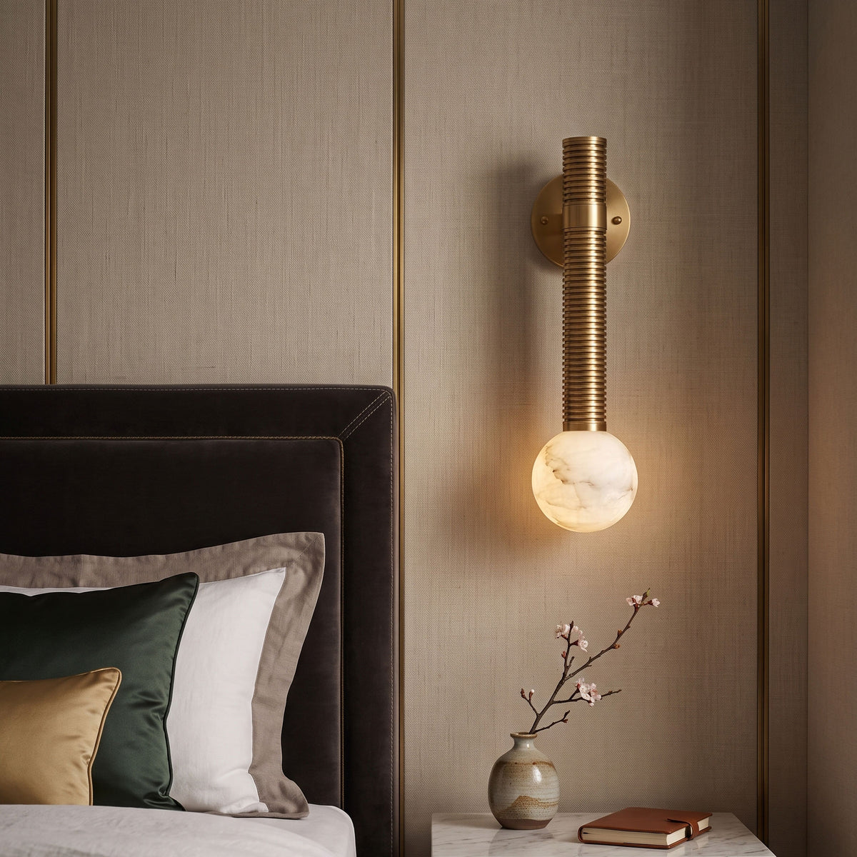 Kidd Globe Alabaster Wall Sconce