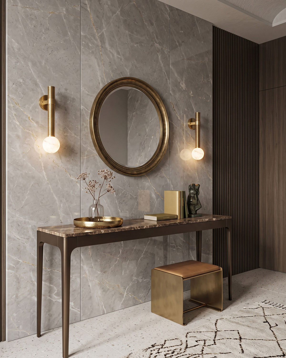 Kidd Globe Alabaster Wall Sconce