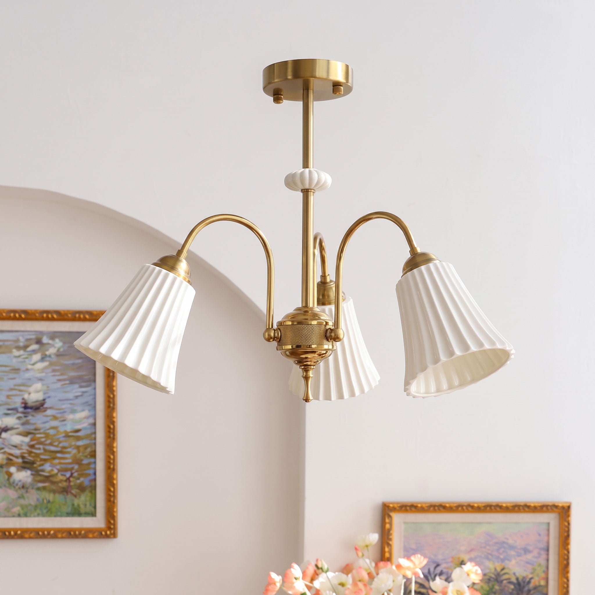Leona Fluted Ceramic Chandelier