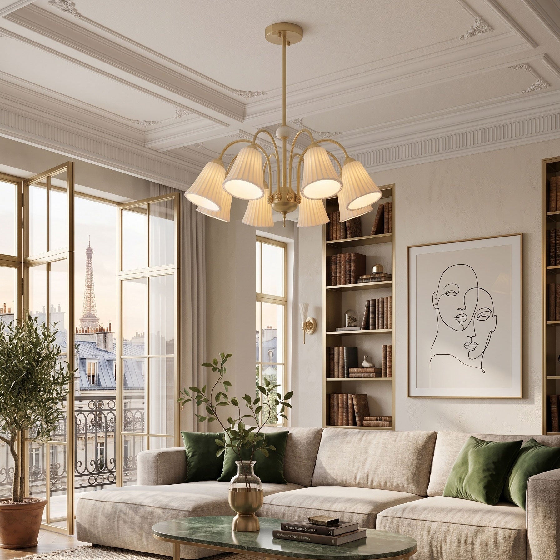 Leona Fluted Ceramic Chandelier