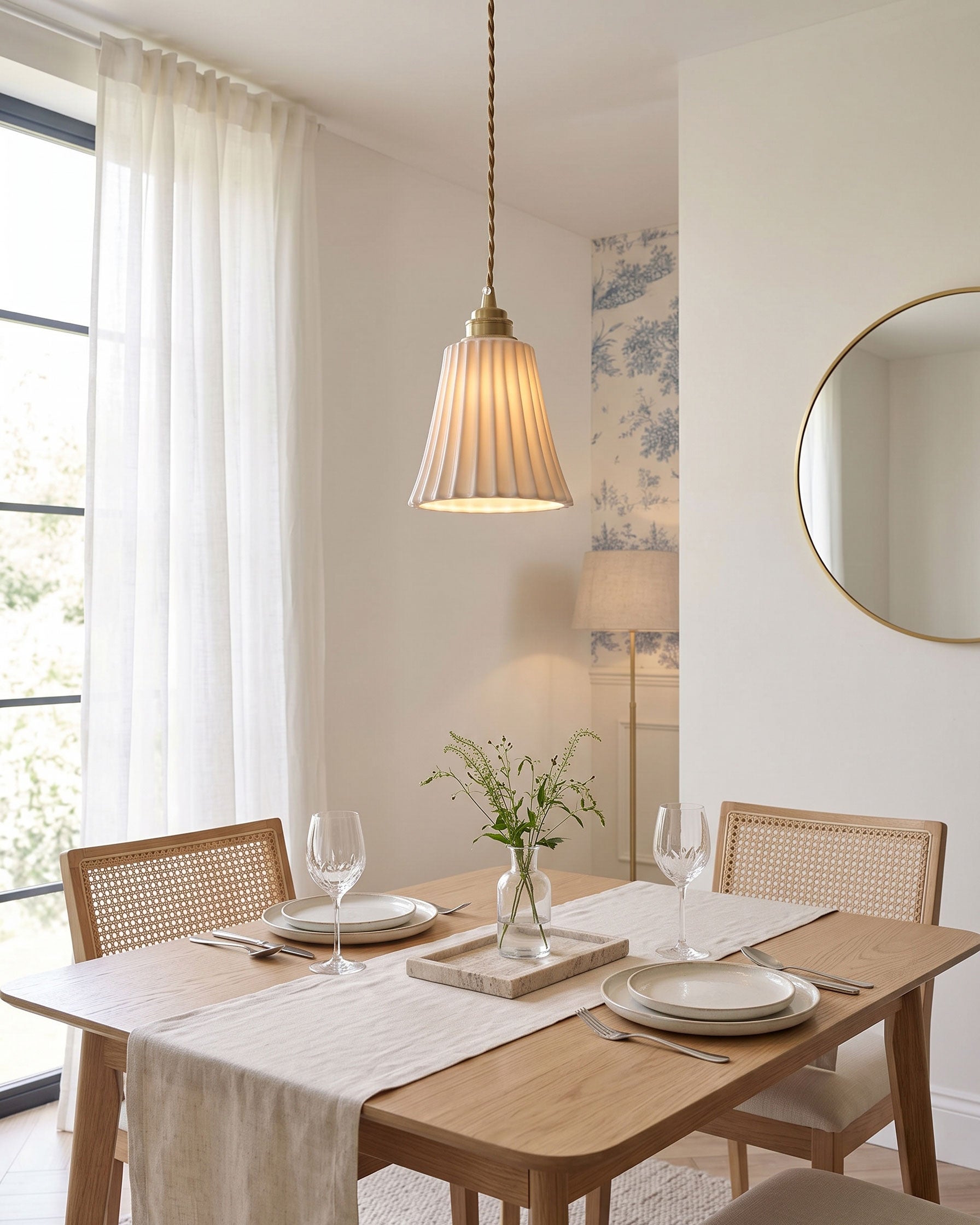 Leona Fluted Ceramic Pendant Light