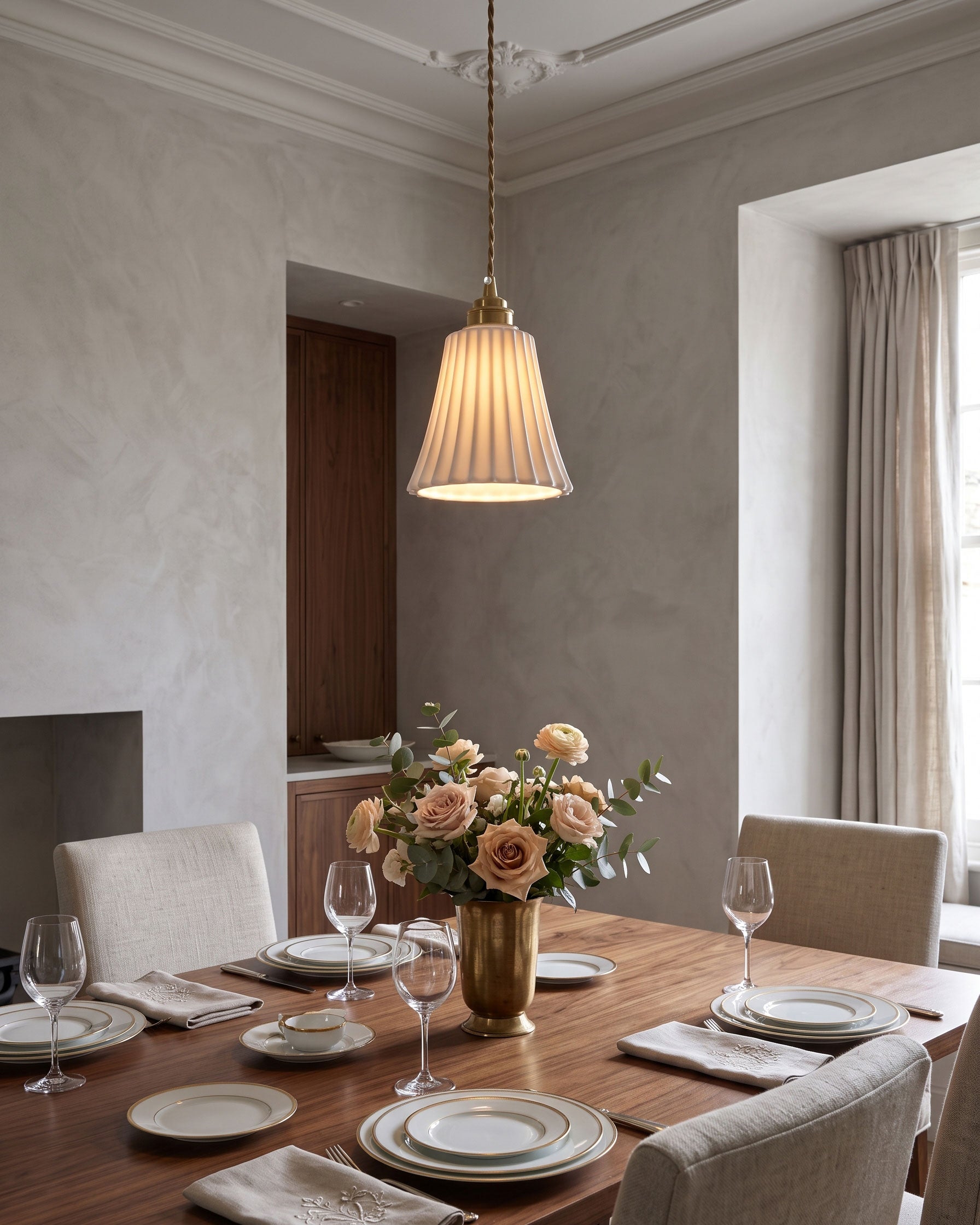 Leona Fluted Ceramic Pendant Light