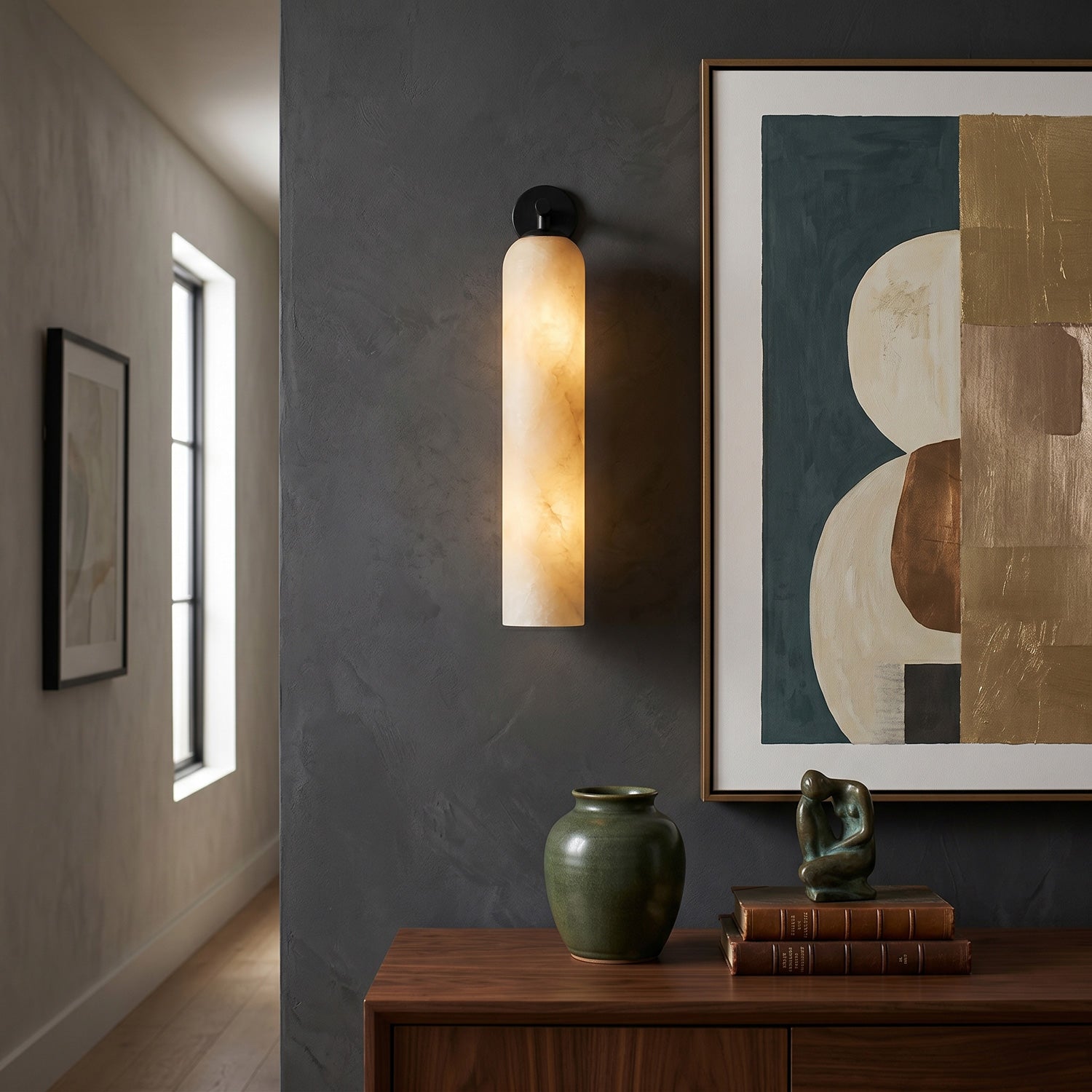 Float Long Alabaster Wall Sconce