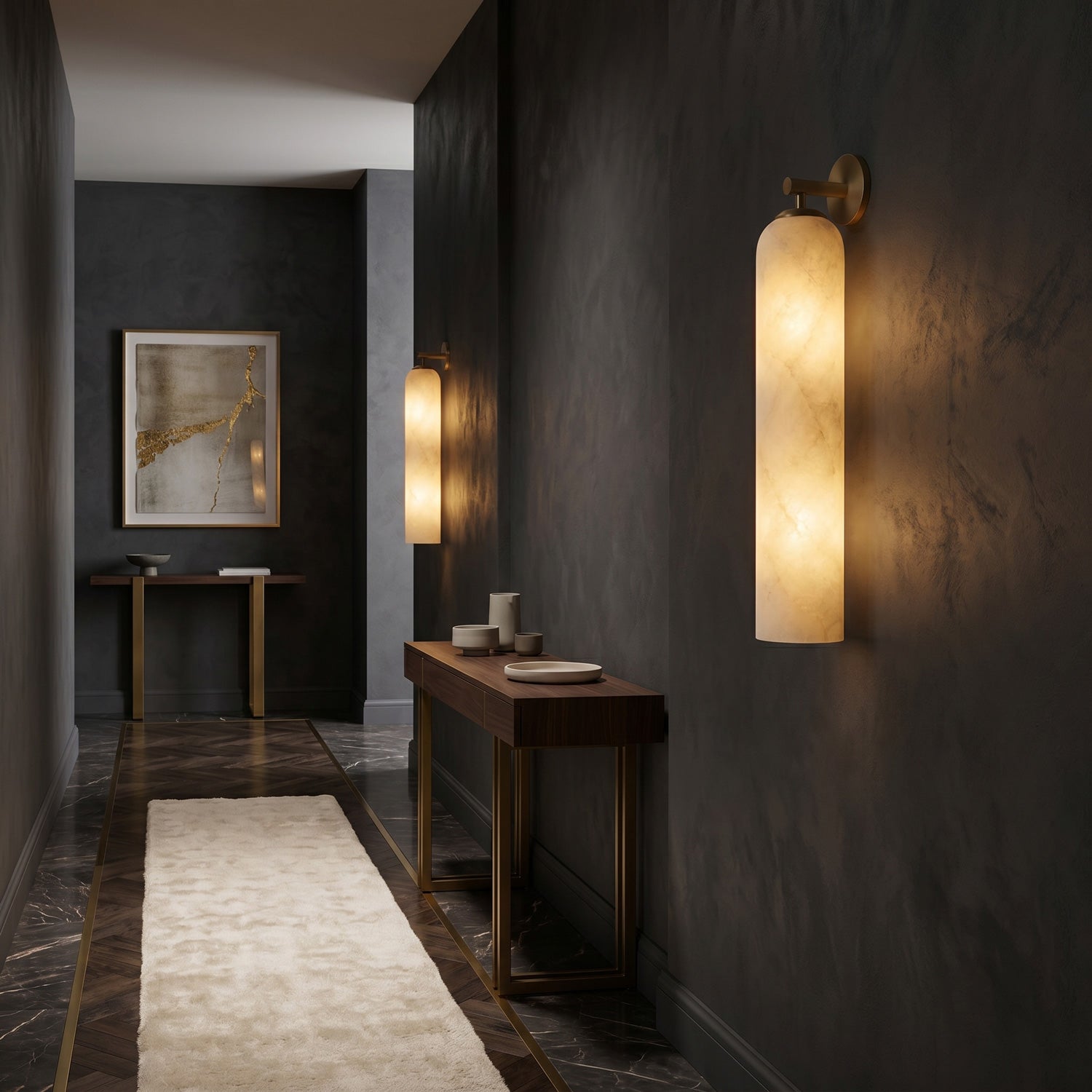 Float Long Alabaster Wall Sconce