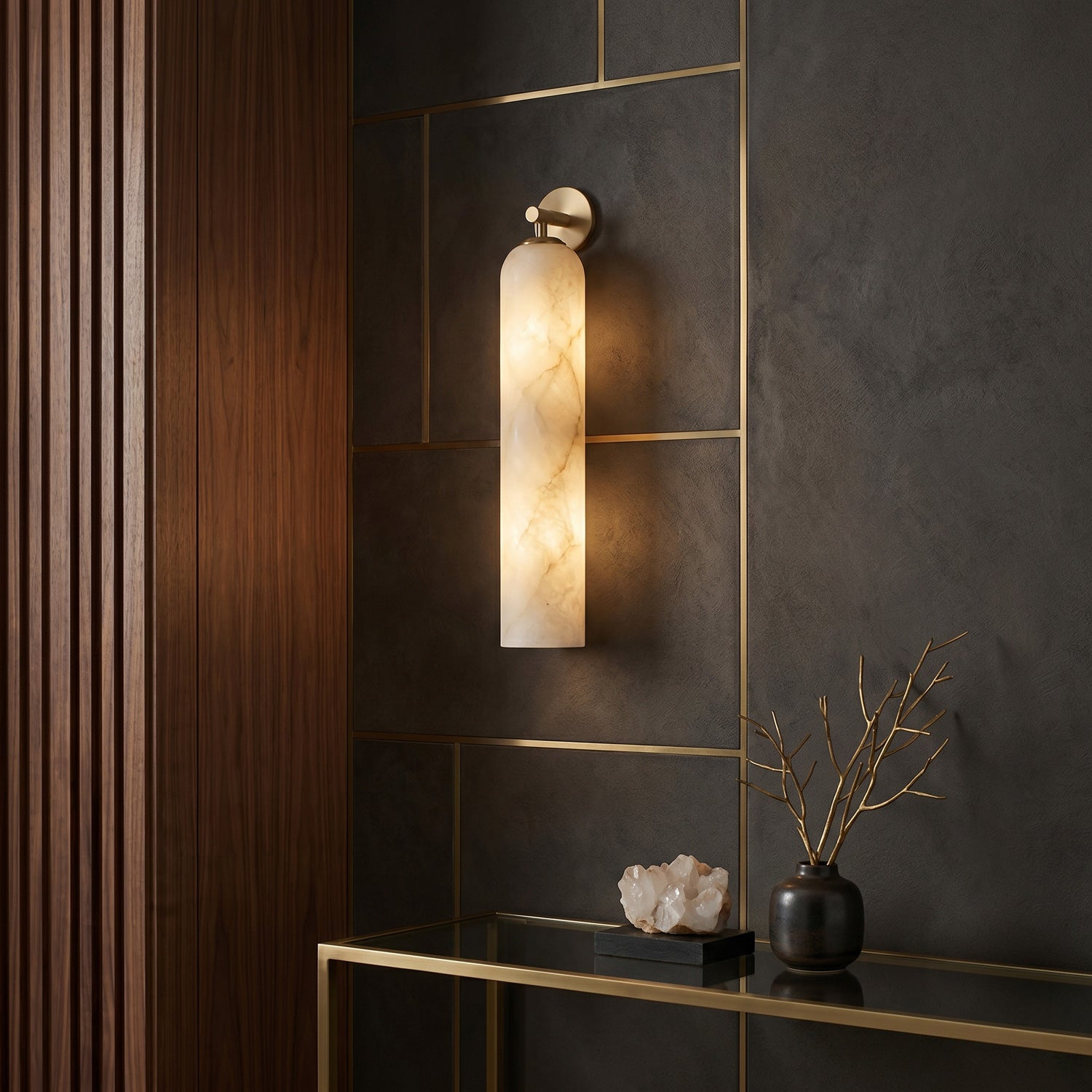 Float Long Alabaster Wall Sconce
