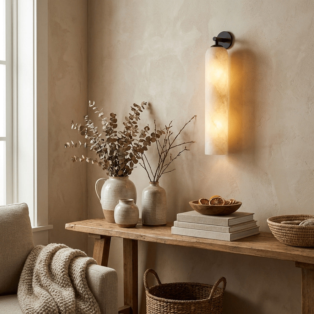 Float Long Alabaster Wall Sconce