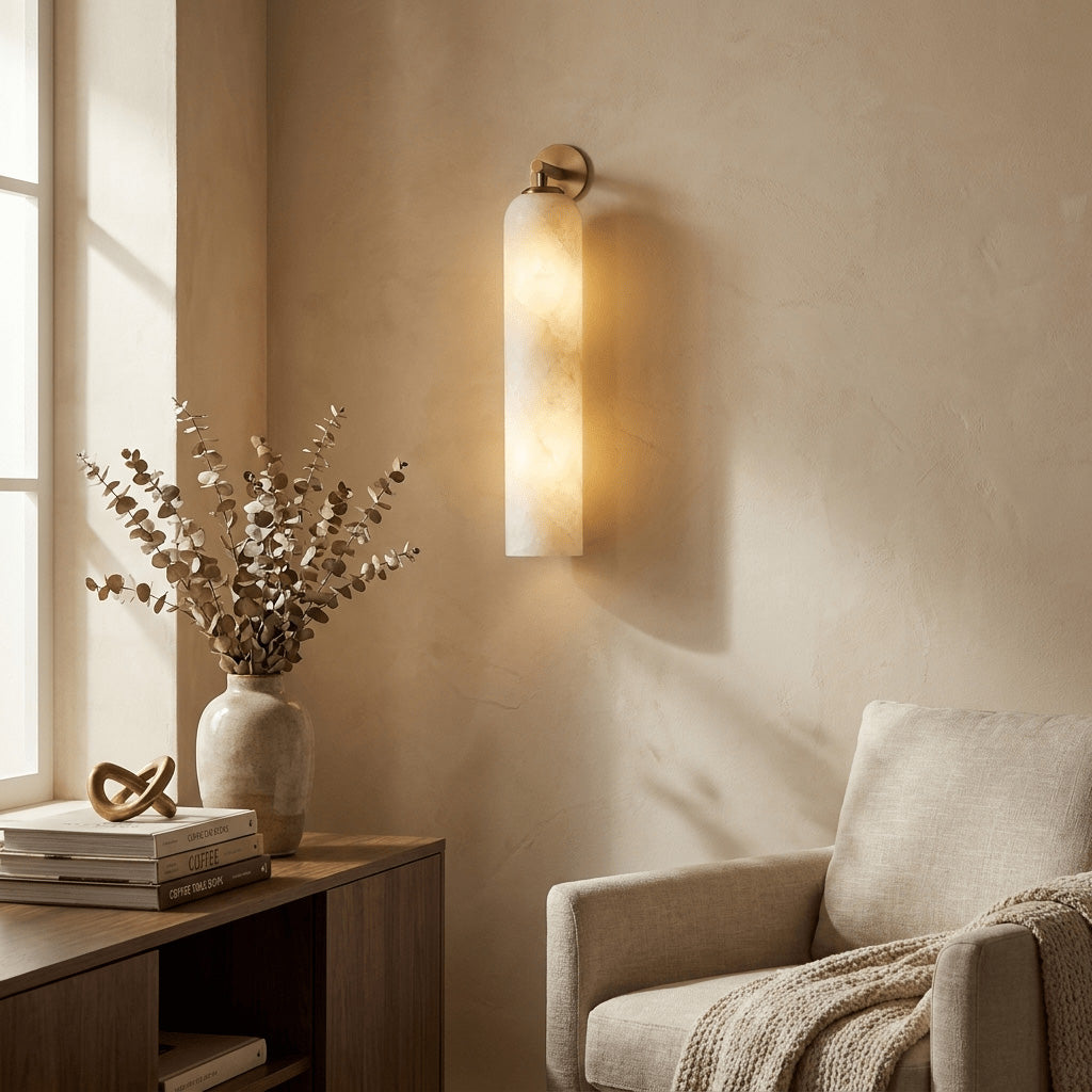 Float Long Alabaster Wall Sconce