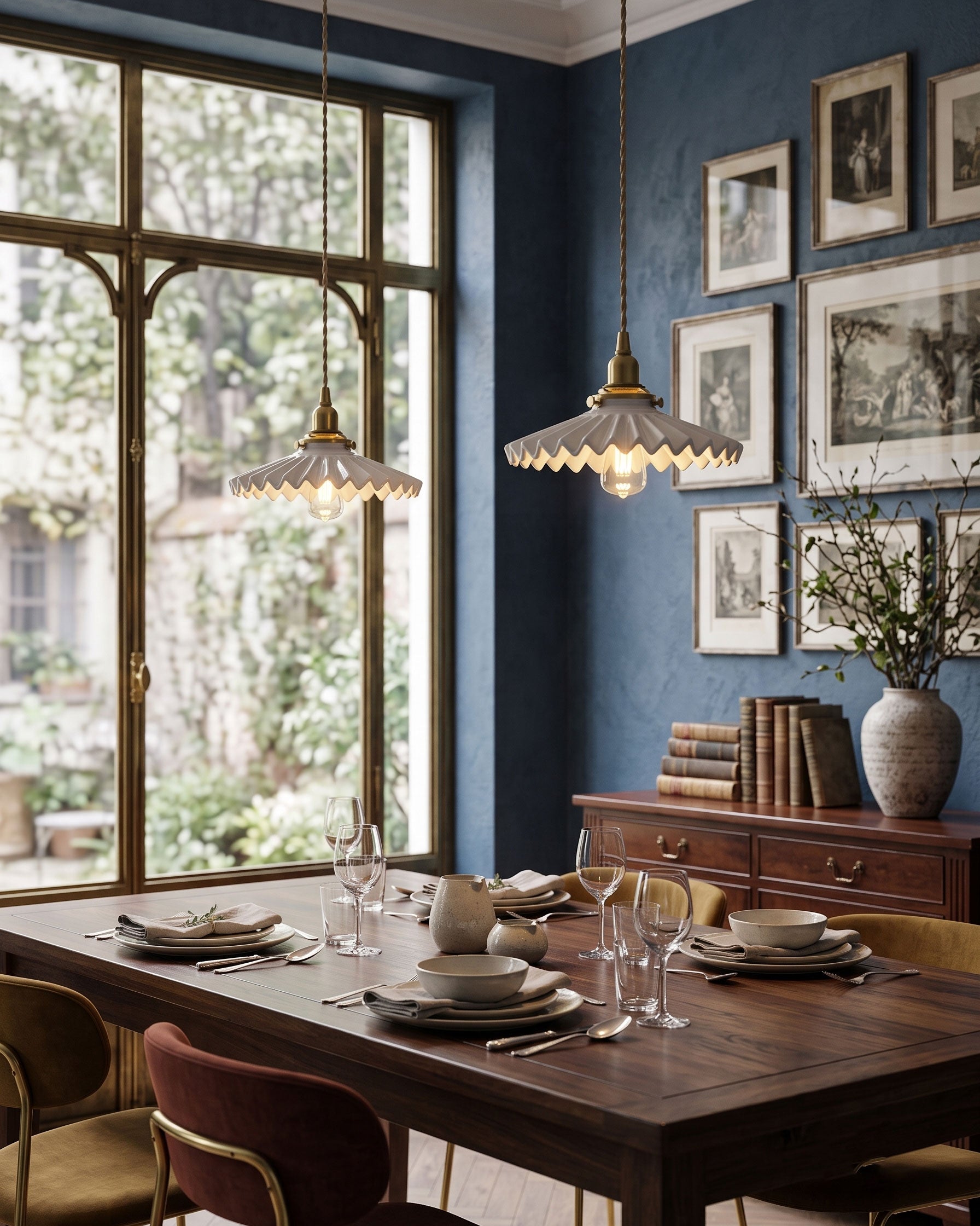 Lumi Fluted Ceramic Pendant Light