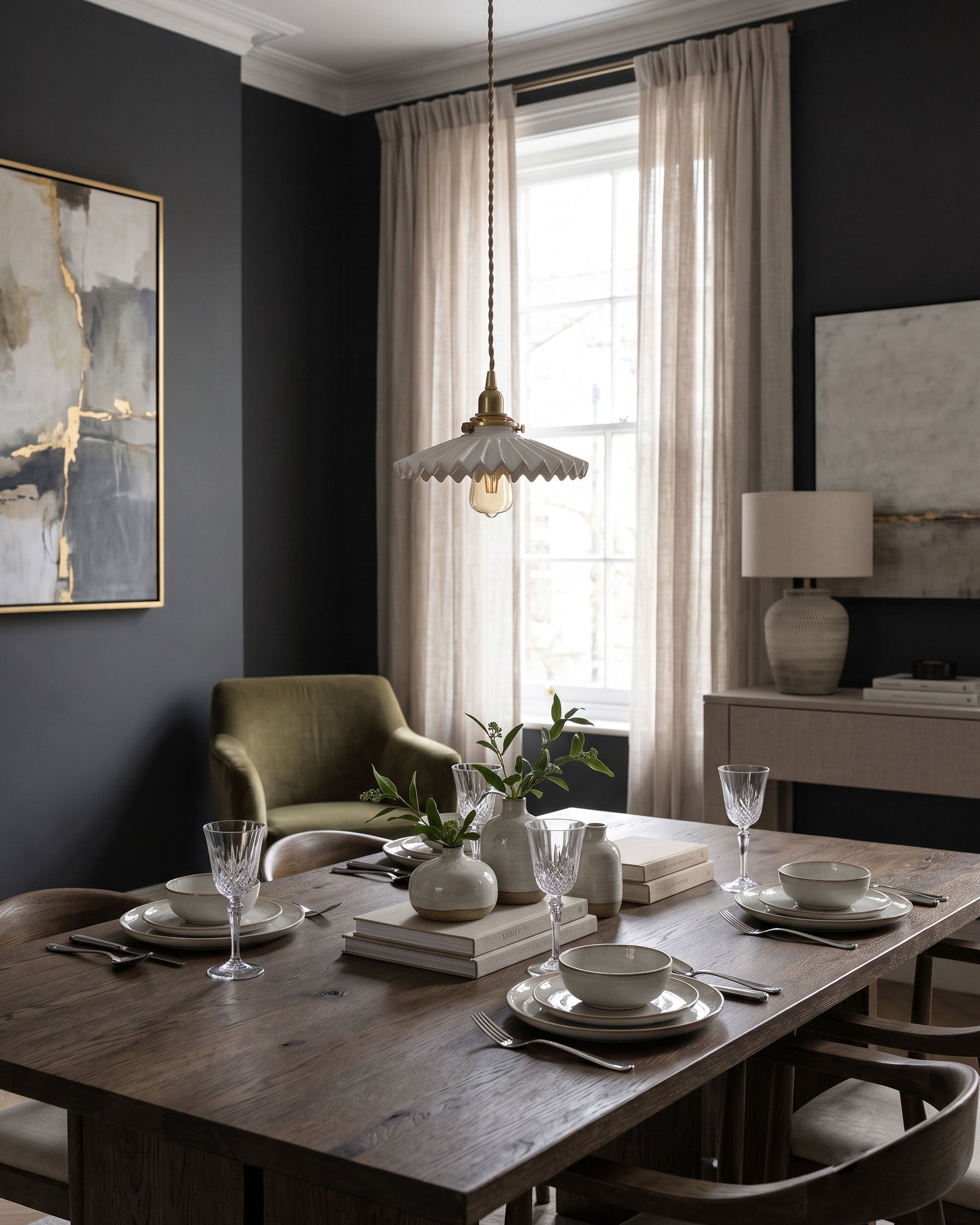 Lumi Fluted Ceramic Pendant Light