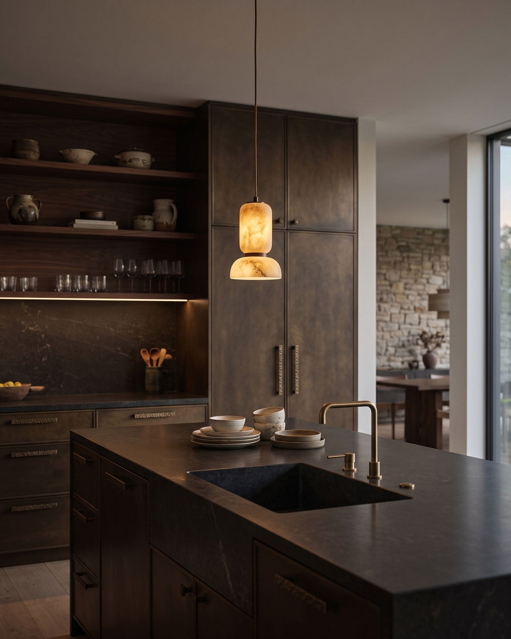 Maude Earthy Stone Pendant Light