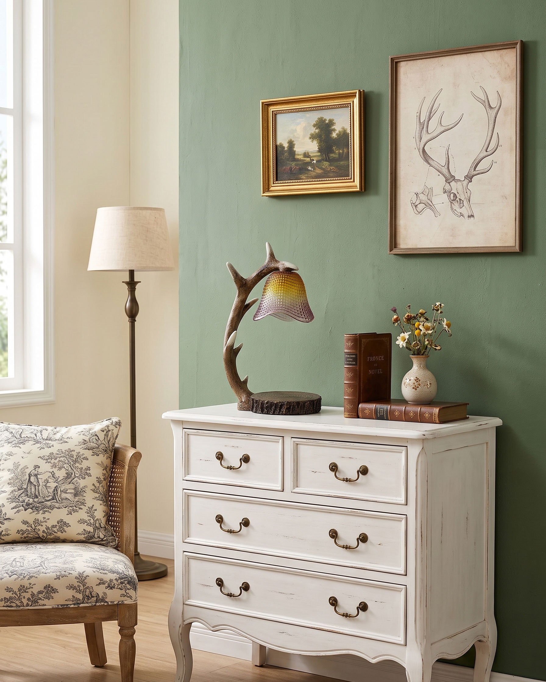 Meritt Floral Wax Table Lamp