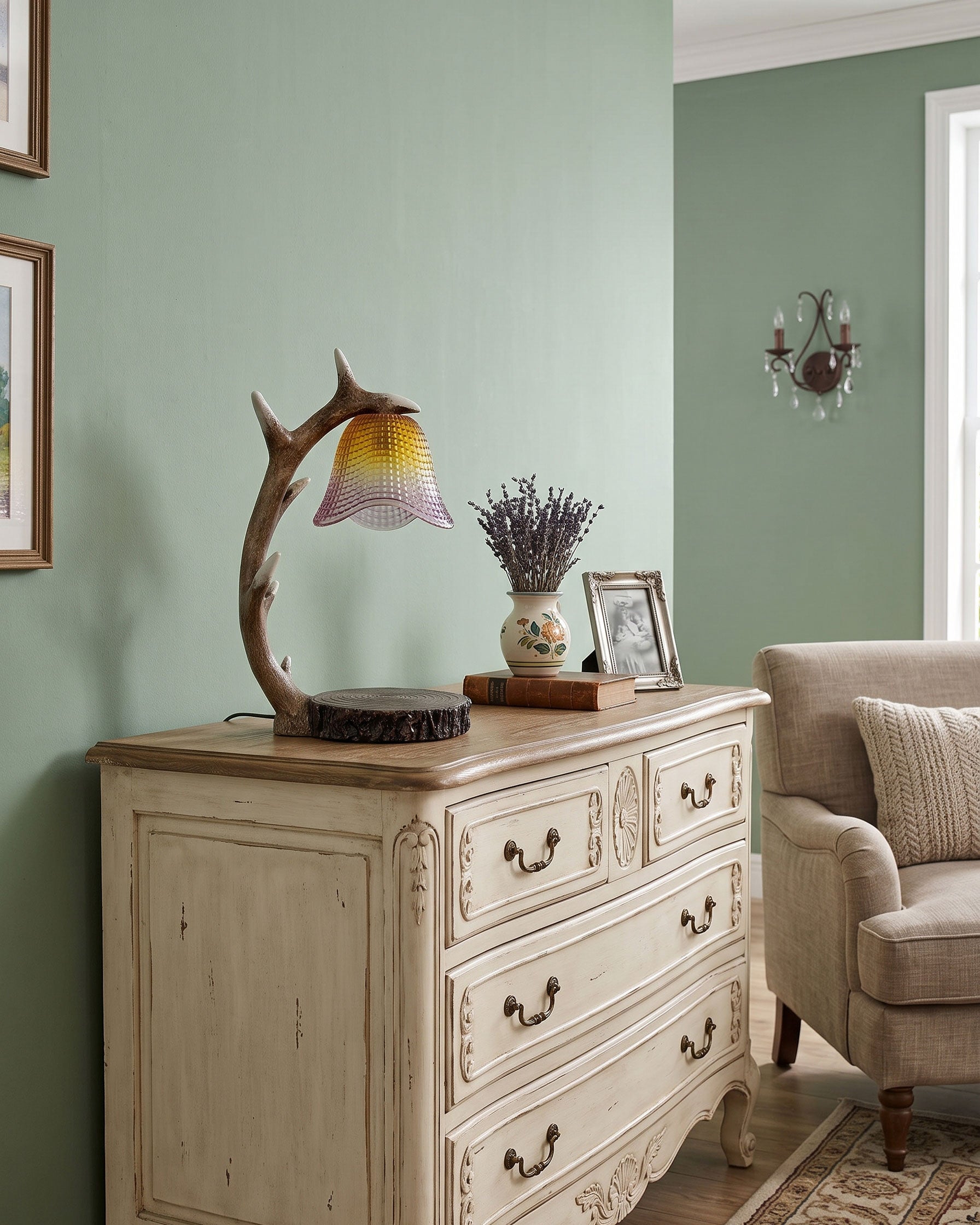 Meritt Floral Wax Table Lamp