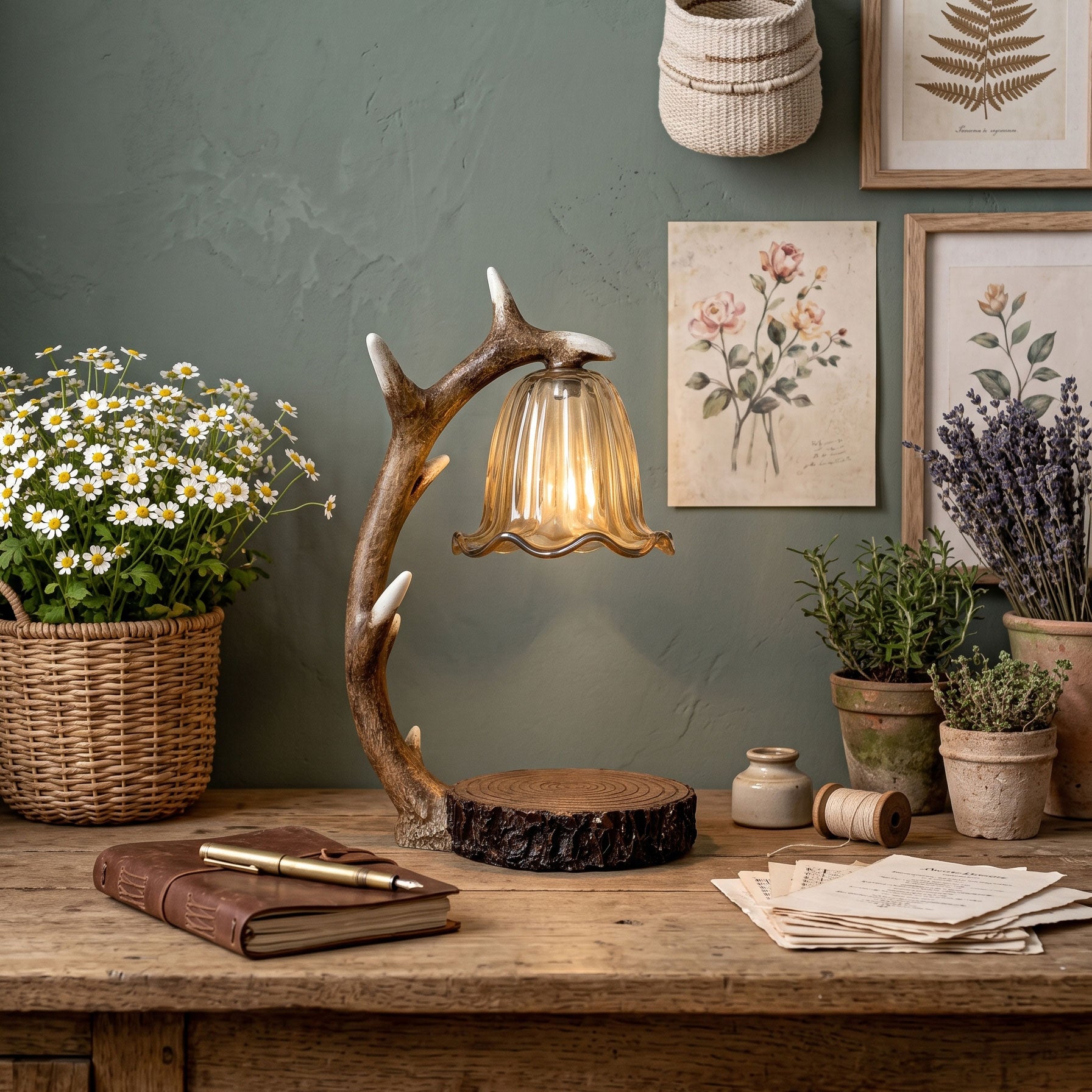 Meritt Floral Wax Table Lamp