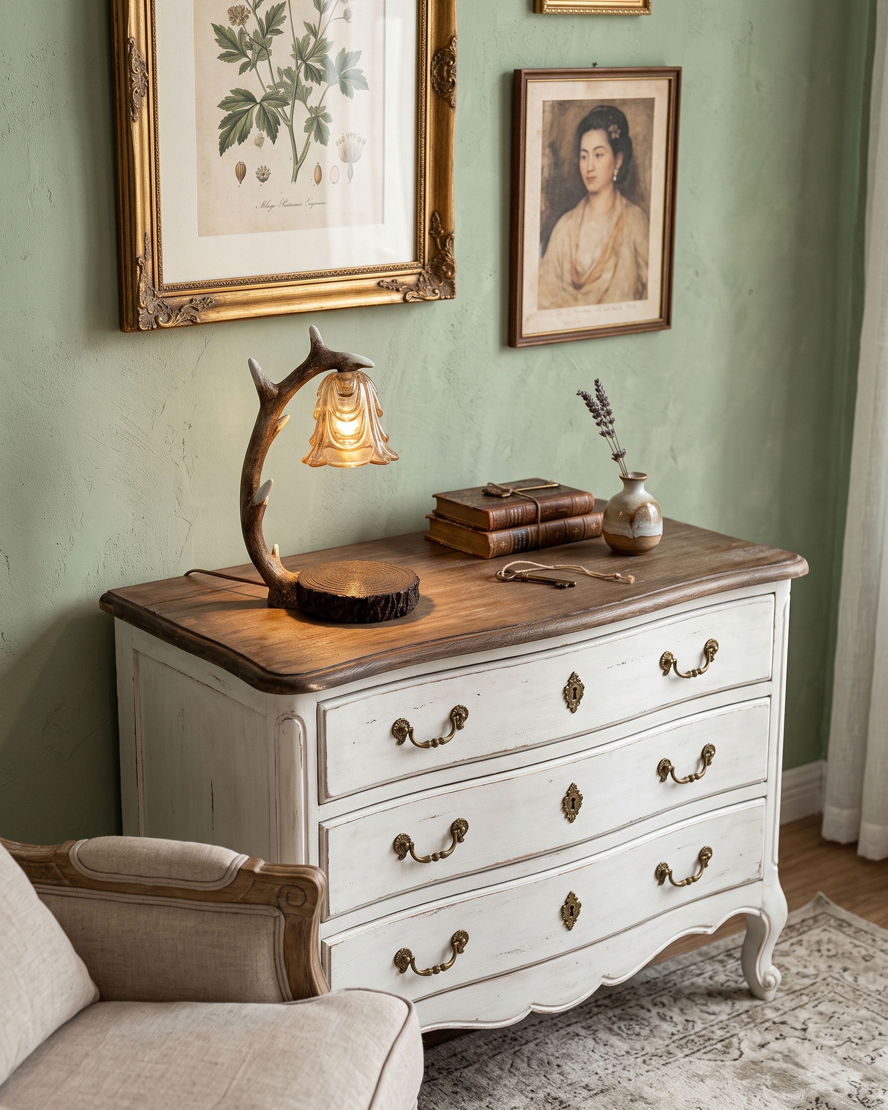 Meritt Floral Wax Table Lamp