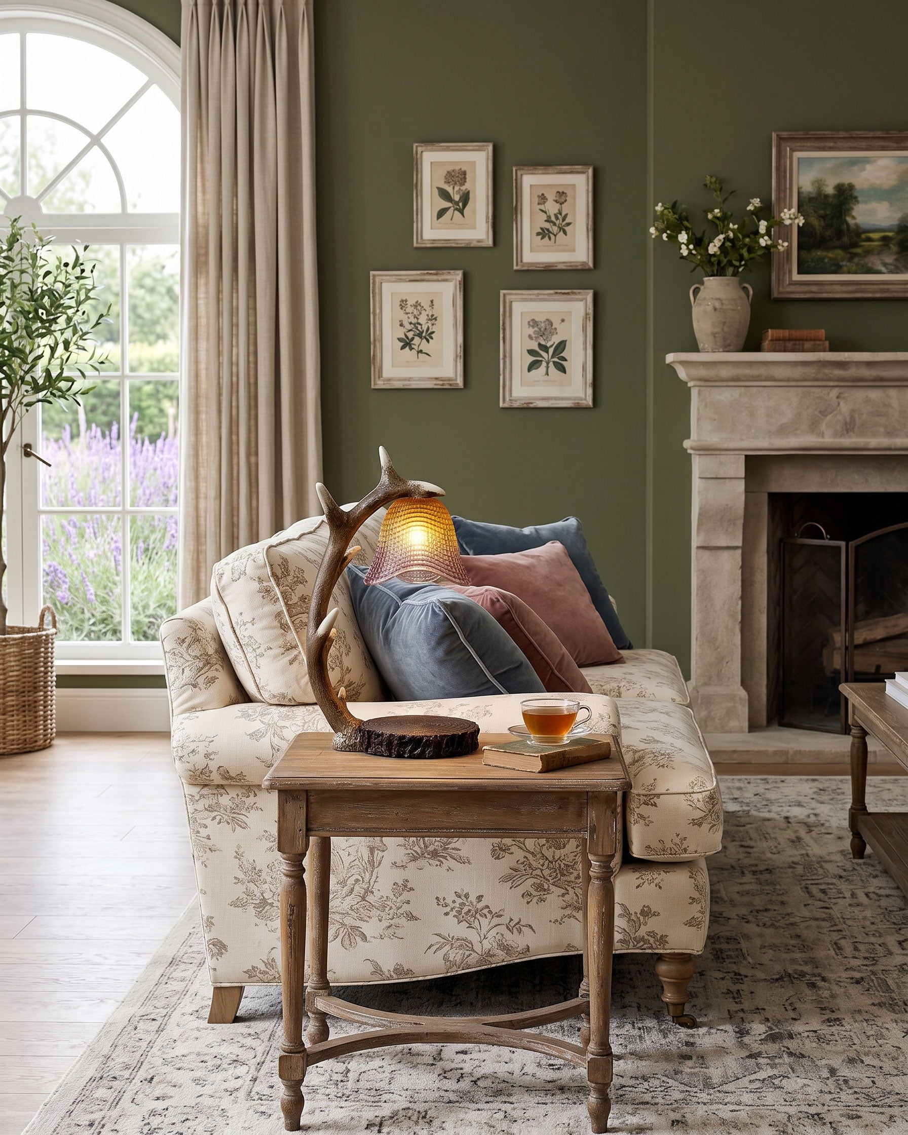 Meritt Floral Wax Table Lamp