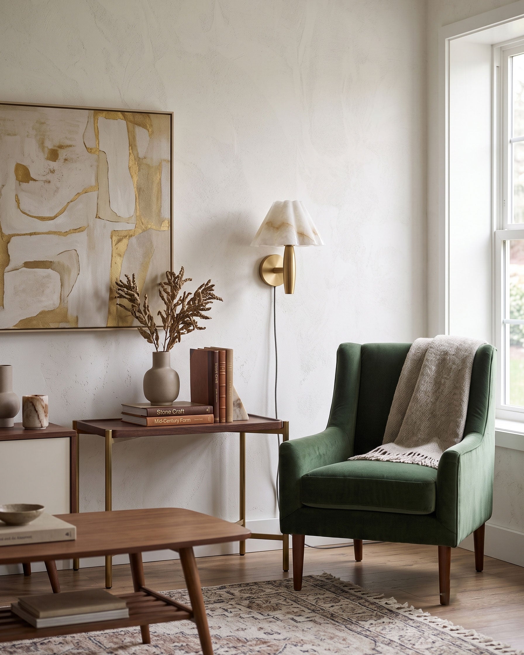 Mireille Alabaster Plug-In Wall Sconce