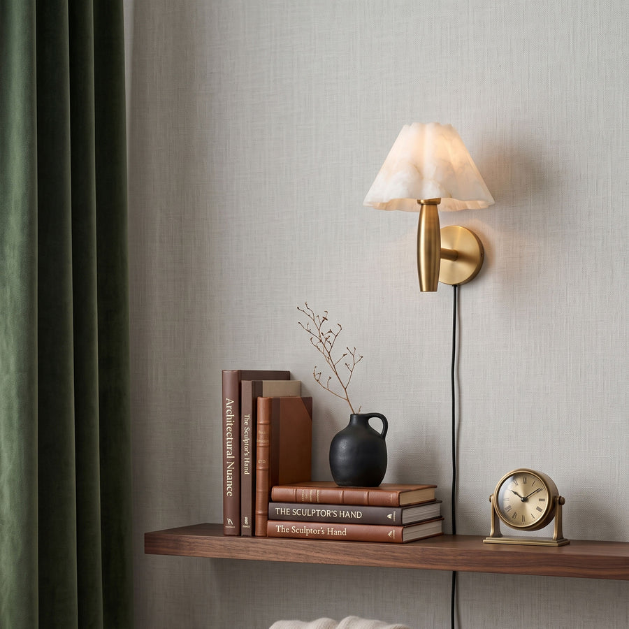 Mireille Alabaster Plug-In Wall Sconce – detail 3