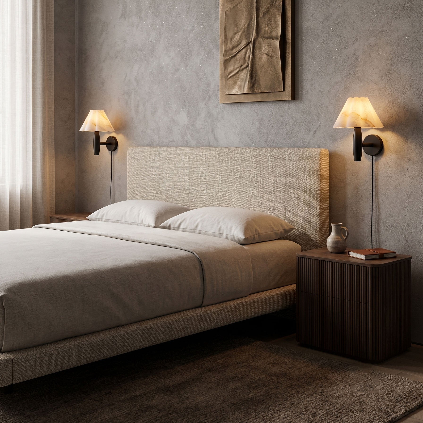 Mireille Alabaster Plug-In Wall Sconce