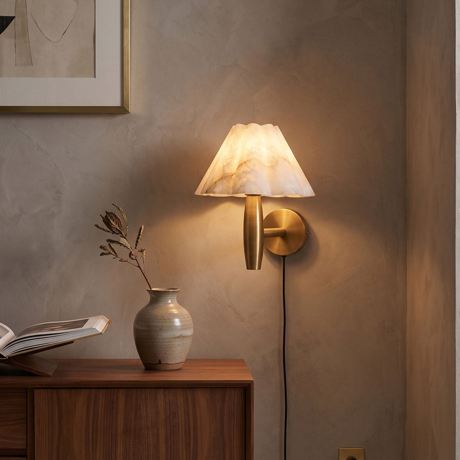 Mireille Alabaster Plug-In Wall Sconce – detail 2