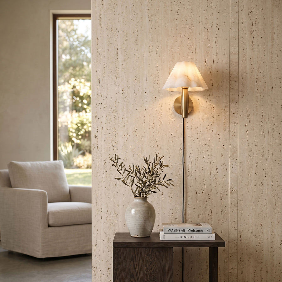 Mireille Alabaster Plug-In Wall Sconce – detail 5