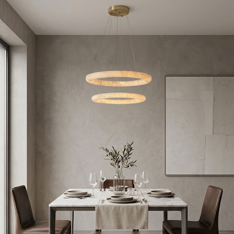 Nerissa Silk Halo Chandelier hanging in a room