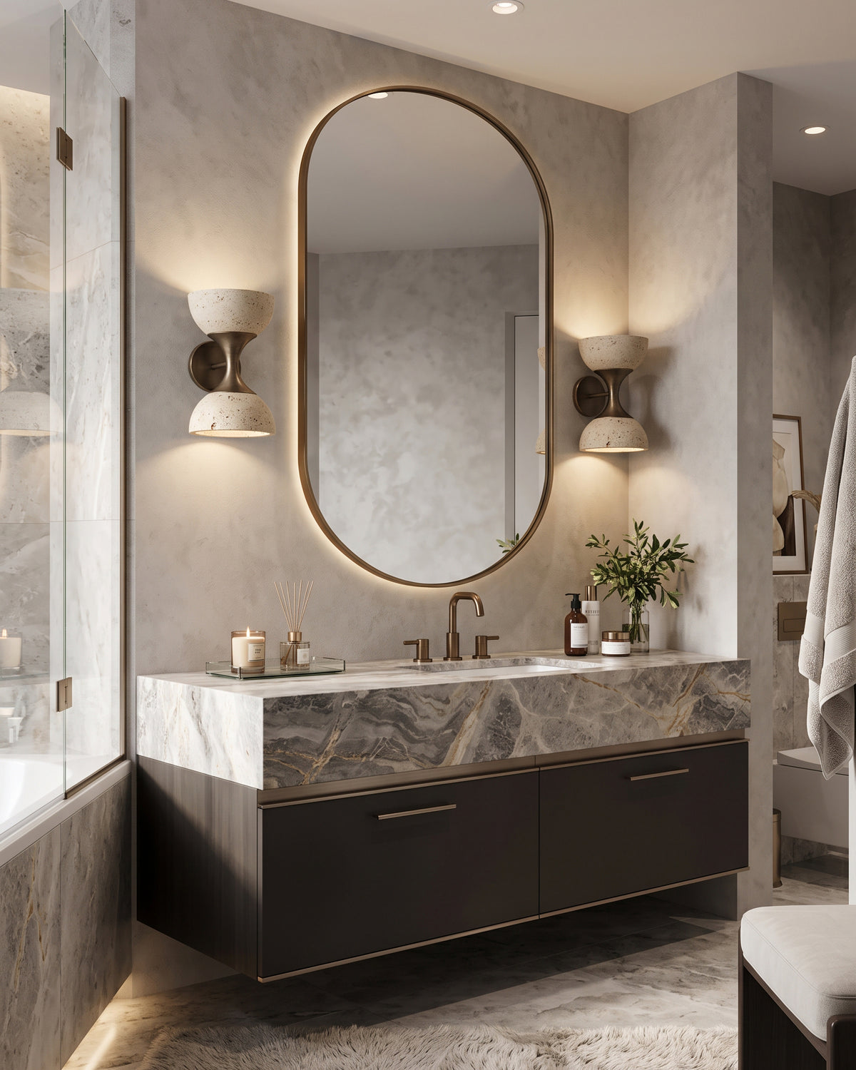 Nydia Travertine Cone Wall Sconce