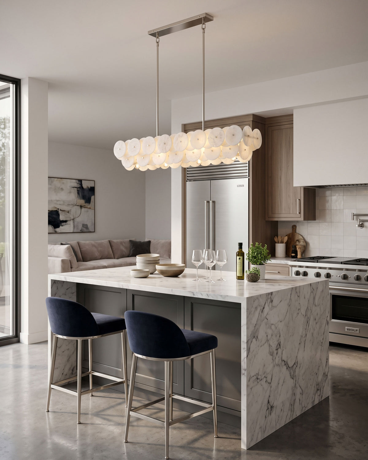Nyssa Alabaster Chandelier finish options