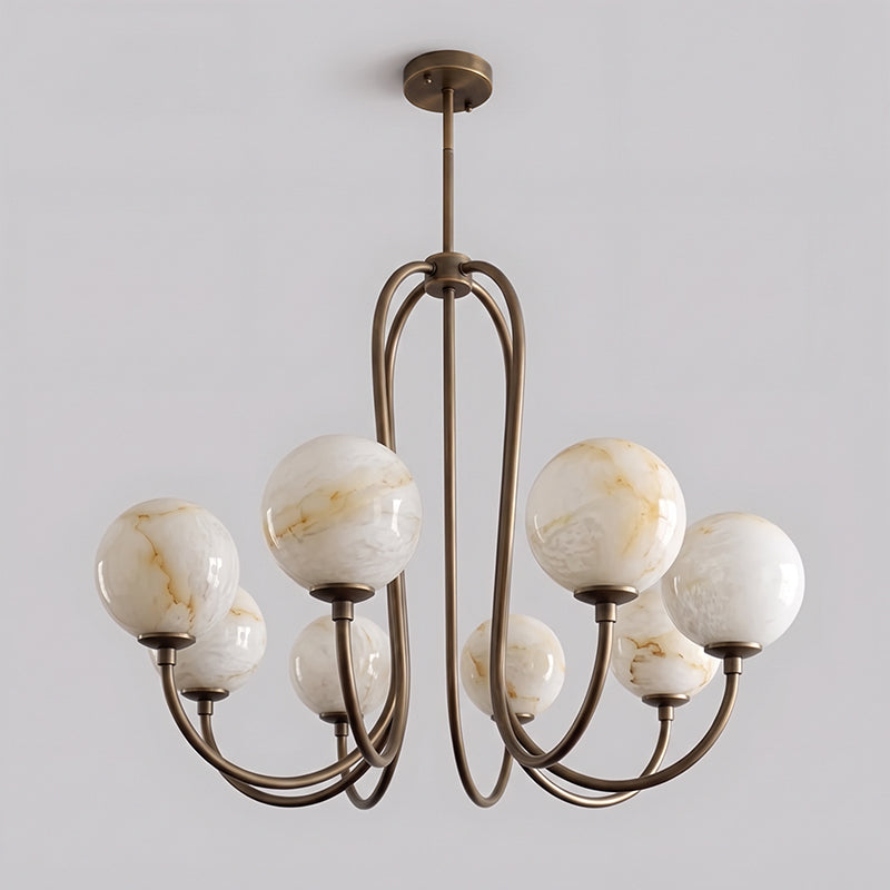 Lampadario Oakes in globi di alabastro