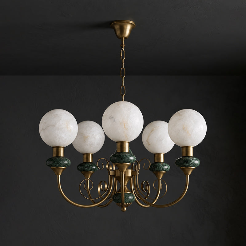 Lampadario Octavius in Alabastro e Sfere