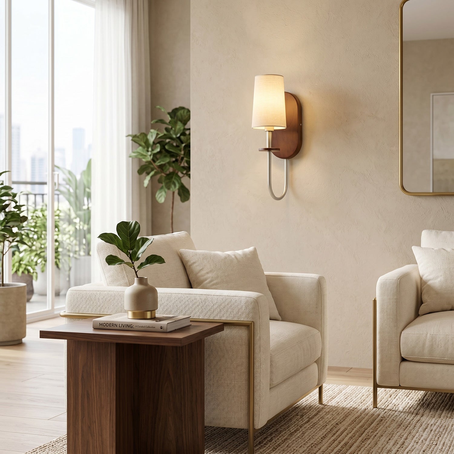 Orson Walnut Brass Wall Sconce