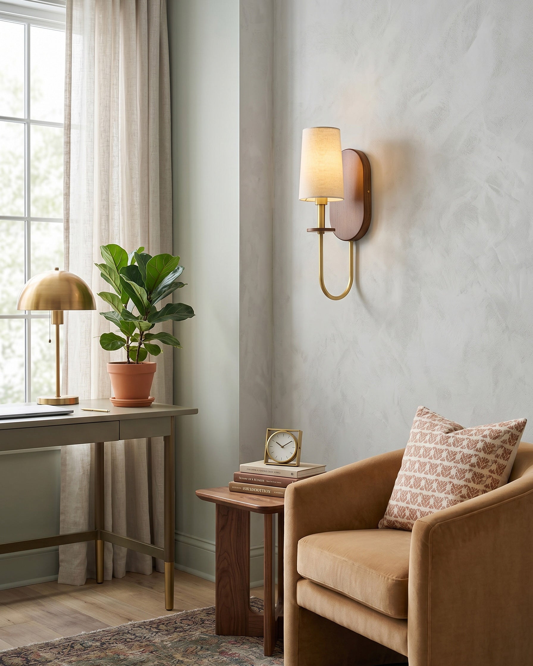 Orson Walnut Brass Wall Sconce
