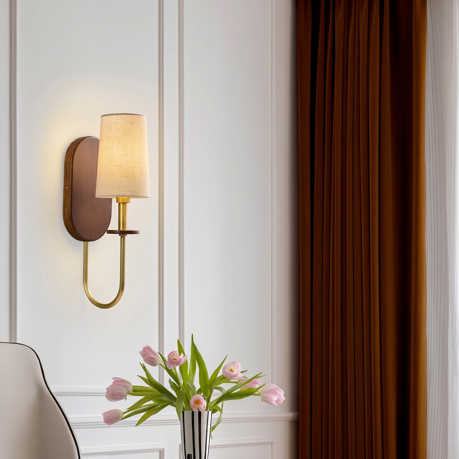 Orson Walnut Brass Wall Sconce