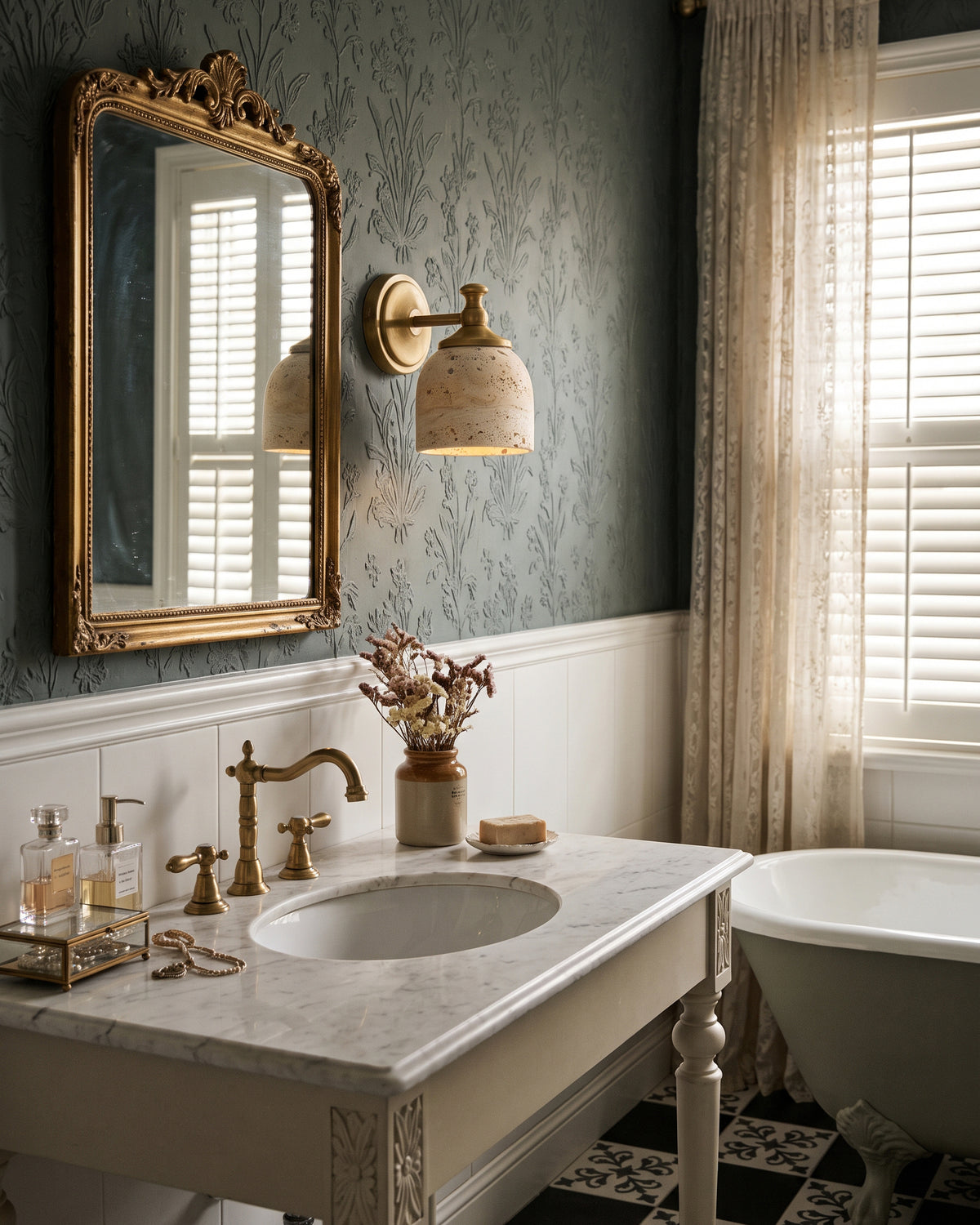Oswald Travertine Stone Wall Sconce