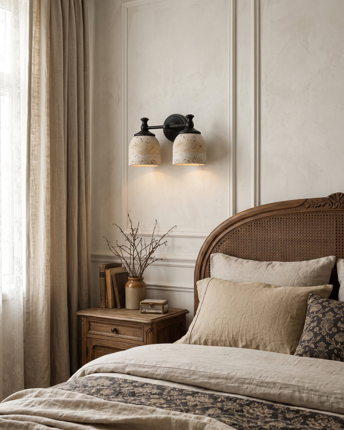 Oswald Travertine Stone Wall Sconce