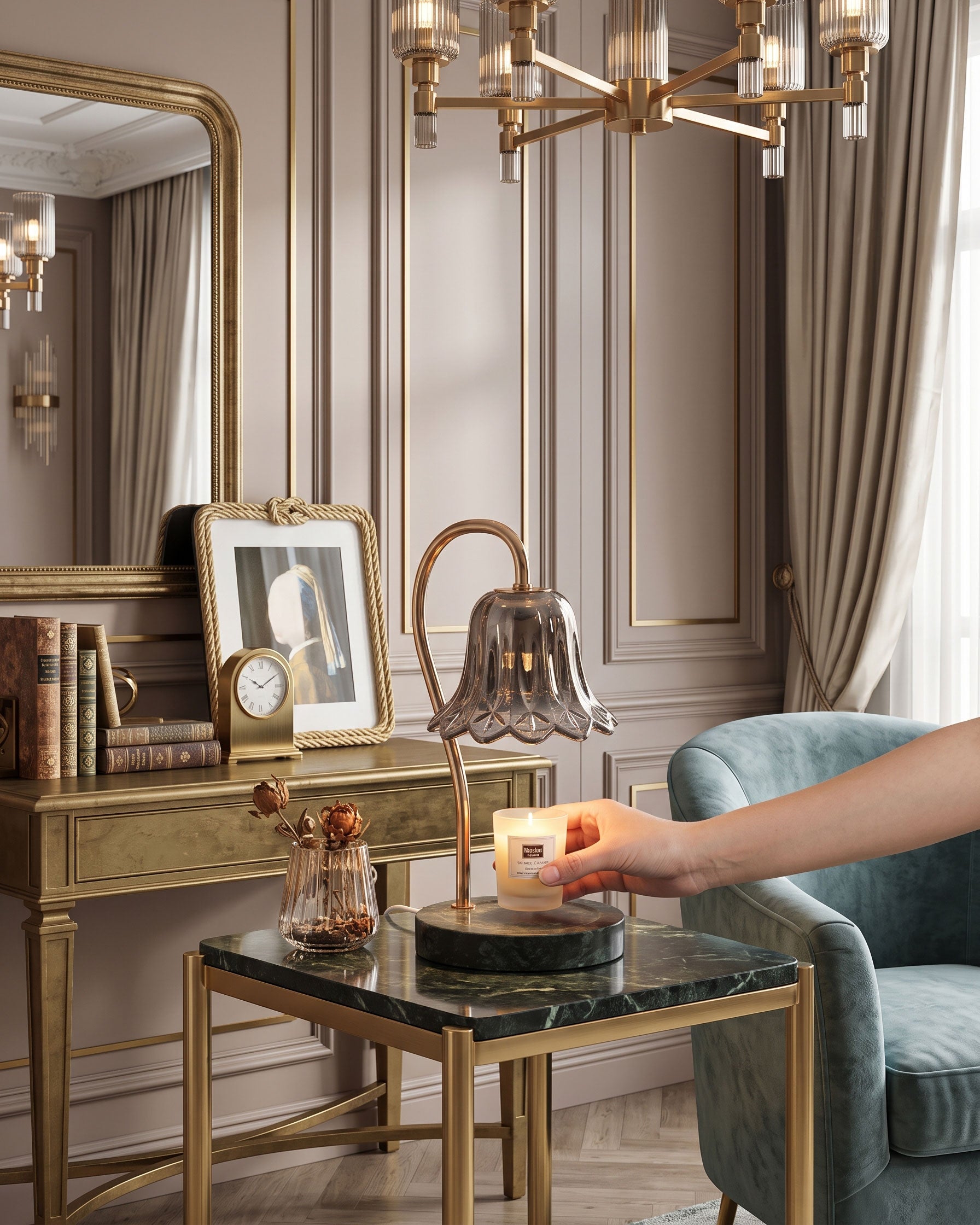 Peregrine Marble Candle Table Lamp
