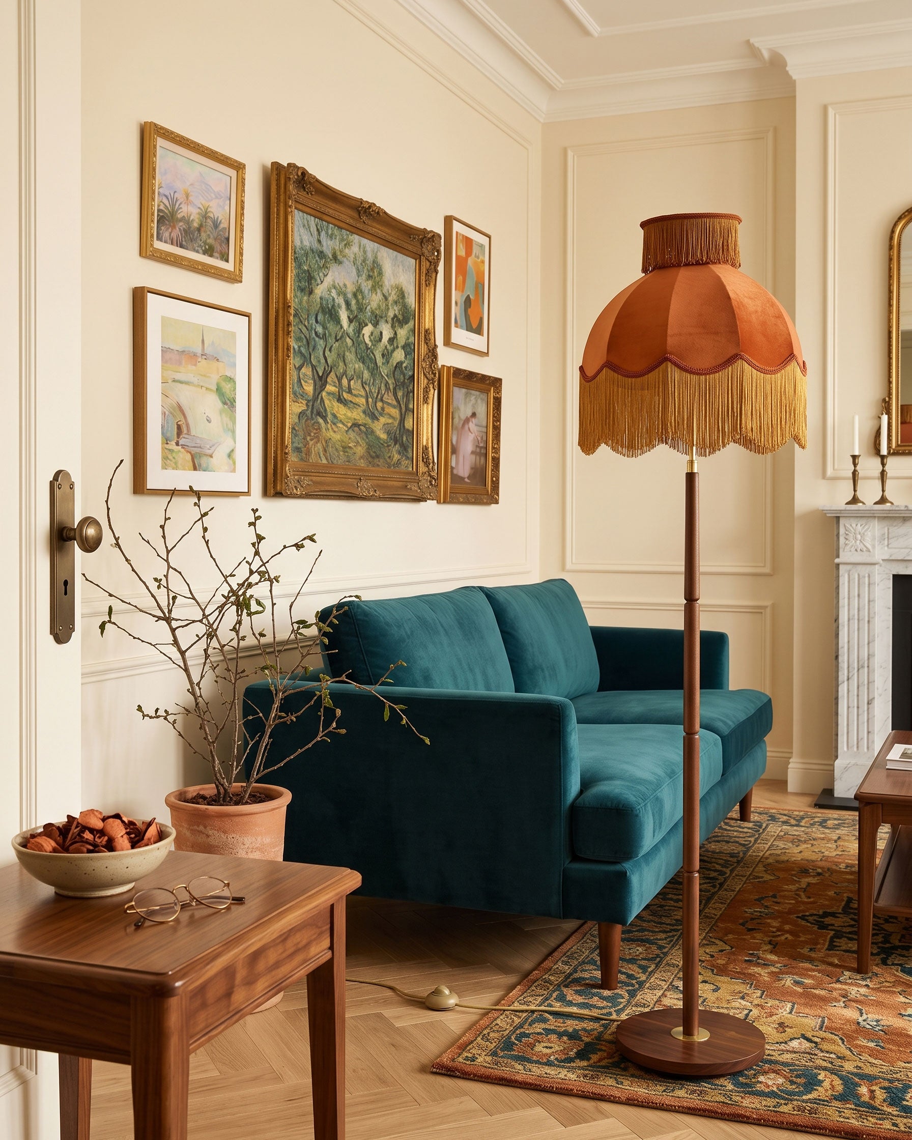Ramona Velvet Fringe Floor Lamp