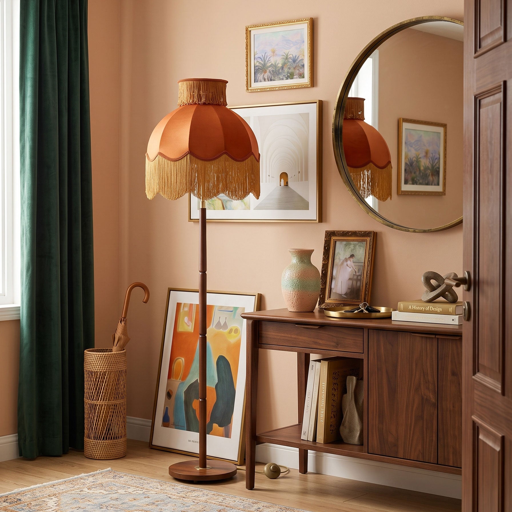 Ramona Velvet Fringe Floor Lamp