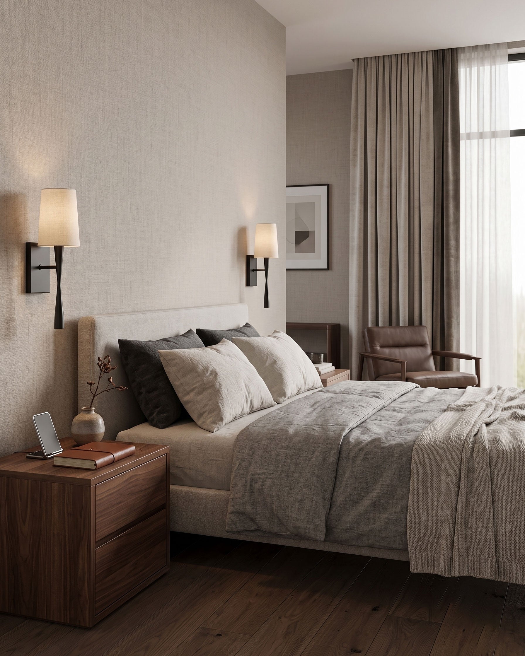 Rhiannon Modern Linen Wall Sconce