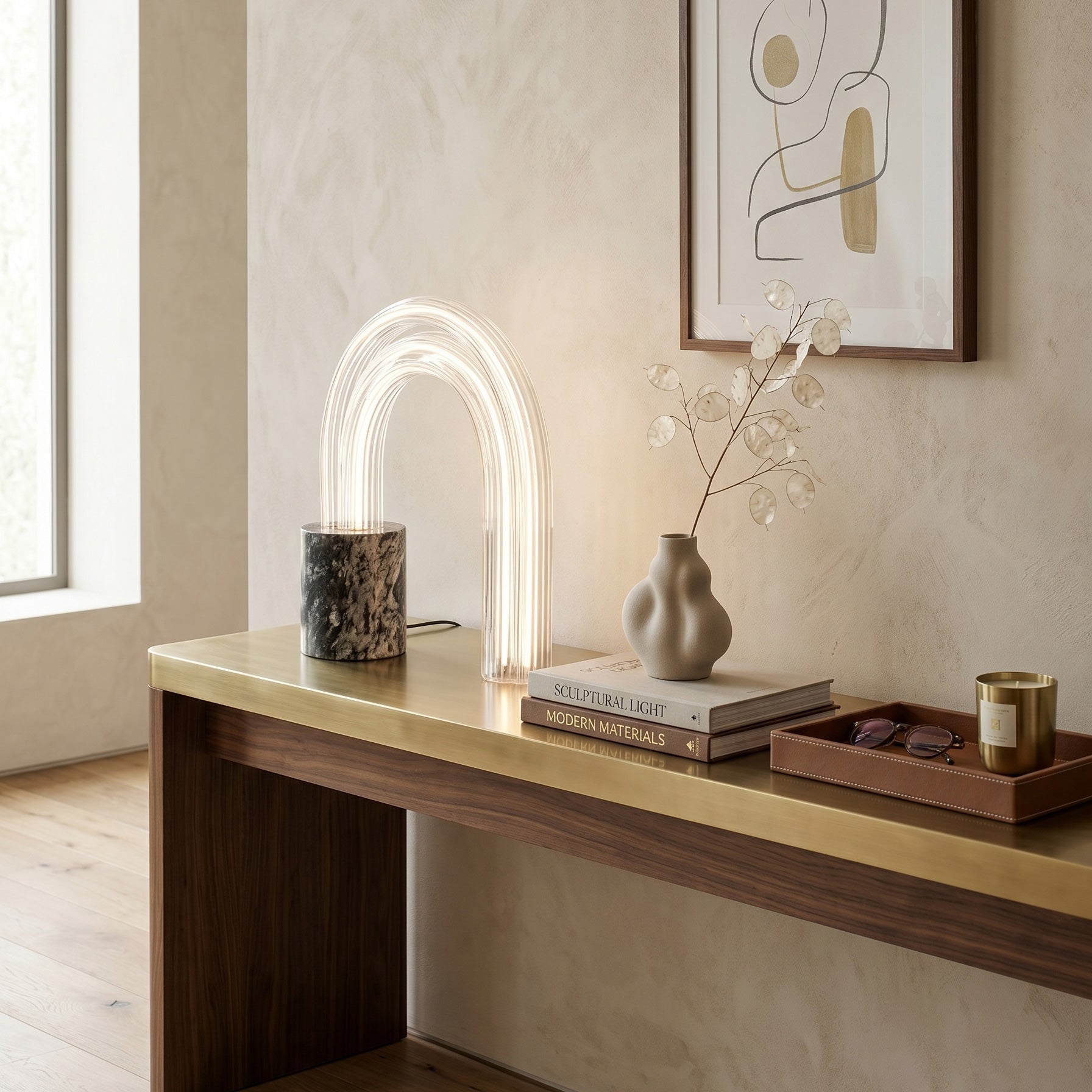 Ribbed Marble Table Lamp