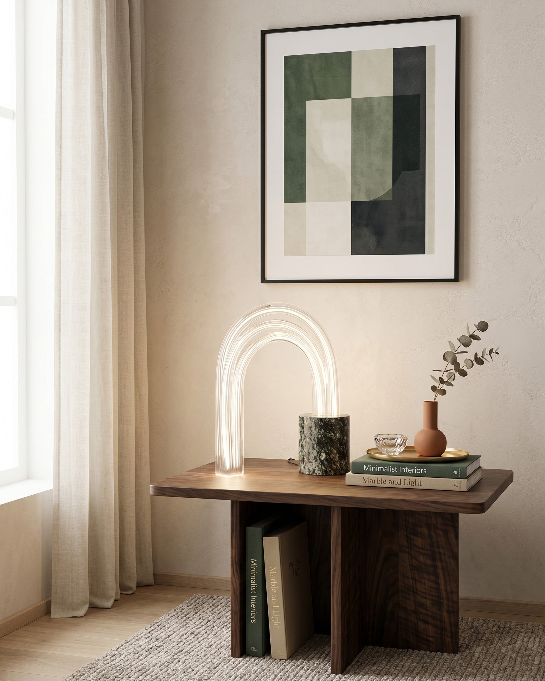 Ribbed Marble Table Lamp