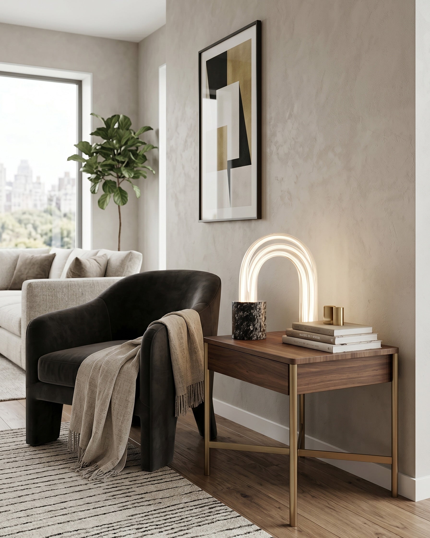 Ribbed Marble Table Lamp
