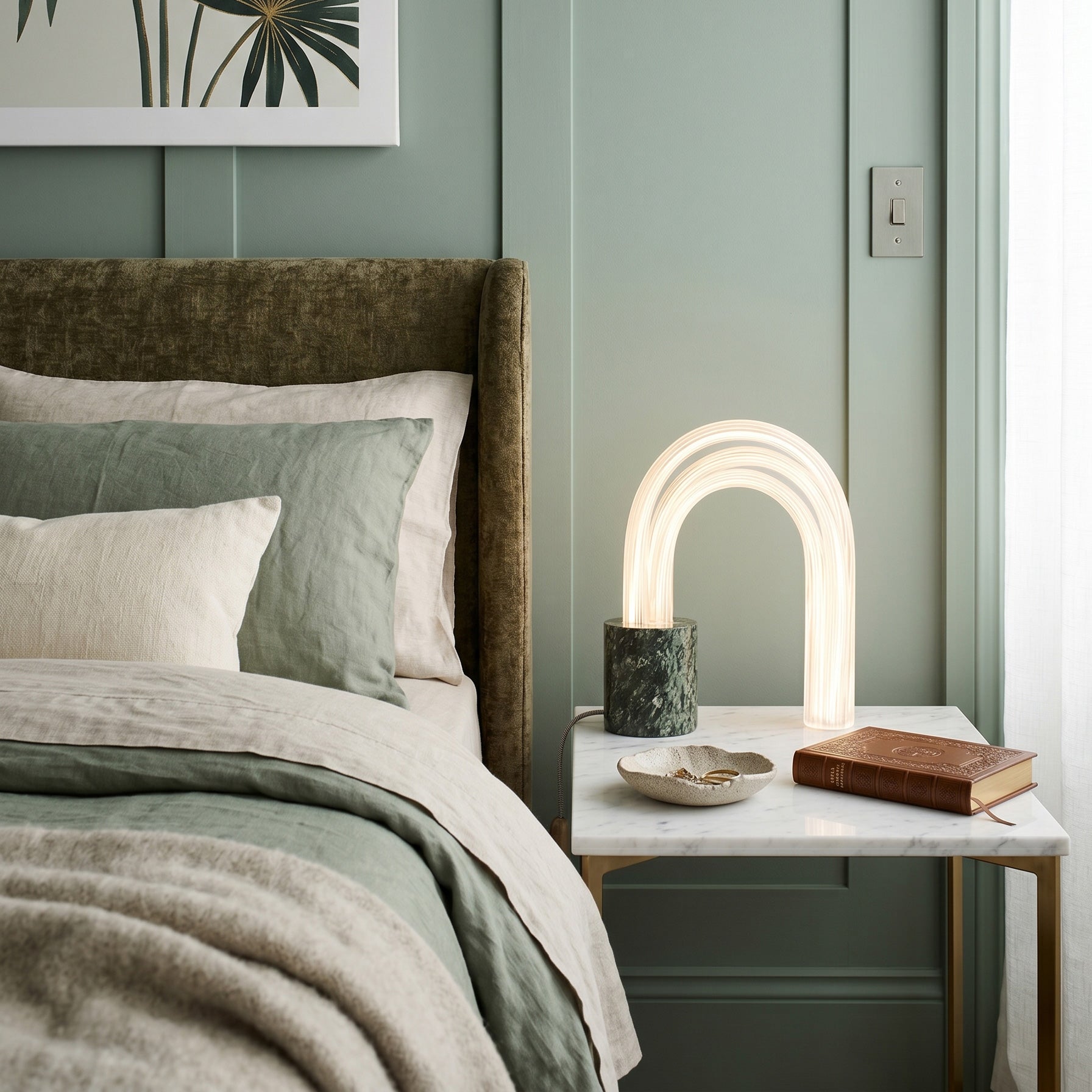 Ribbed Marble Table Lamp
