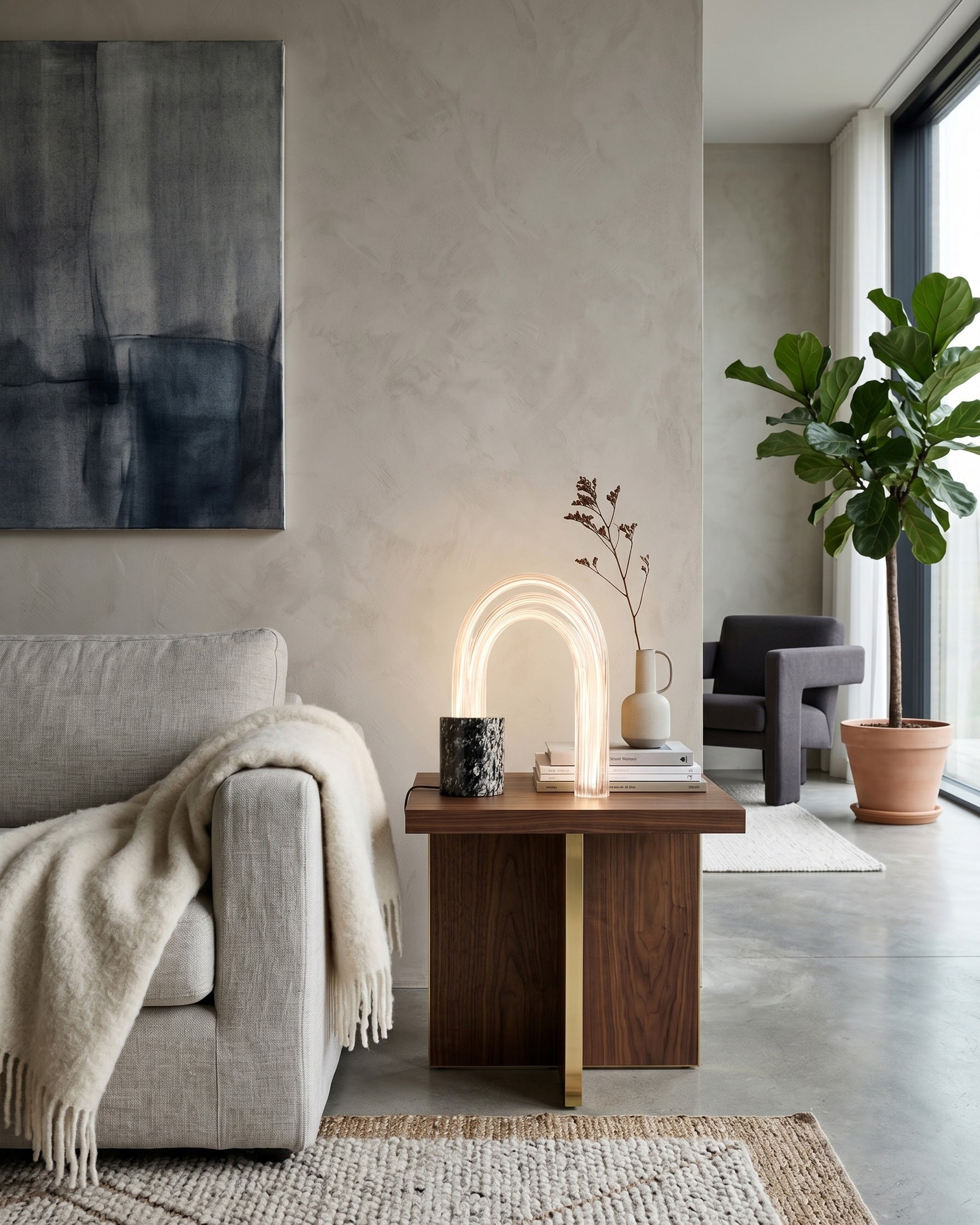 Ribbed Marble Table Lamp