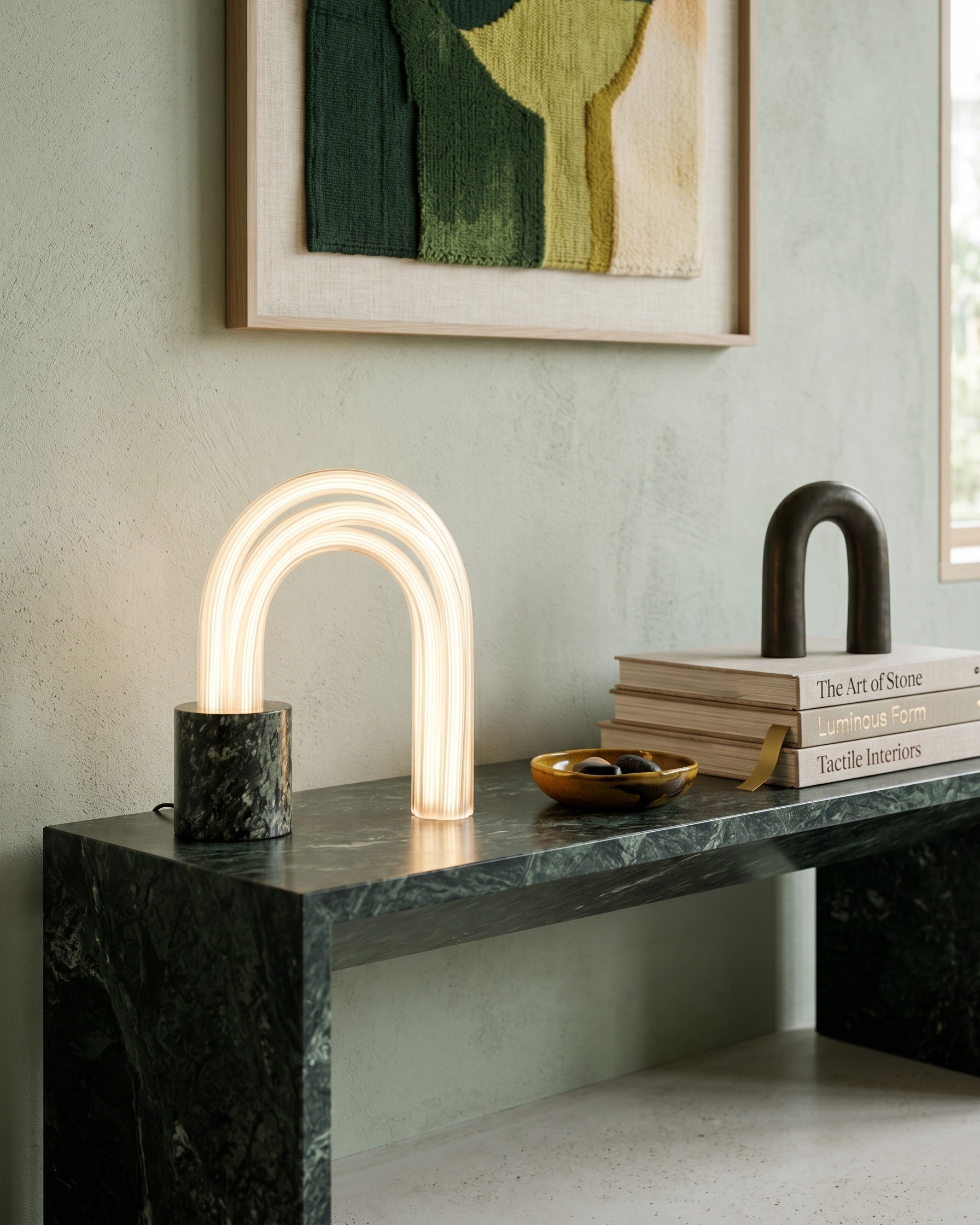 Ribbed Marble Table Lamp