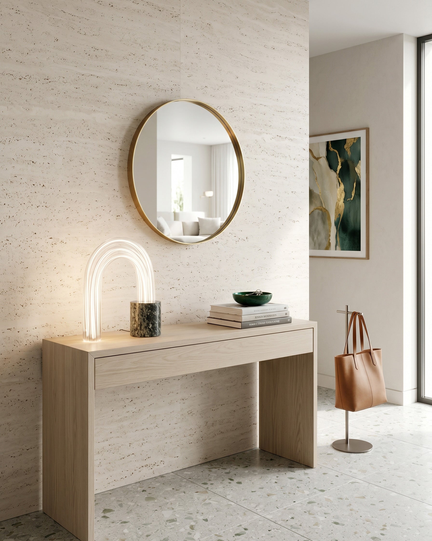 Ribbed Marble Table Lamp
